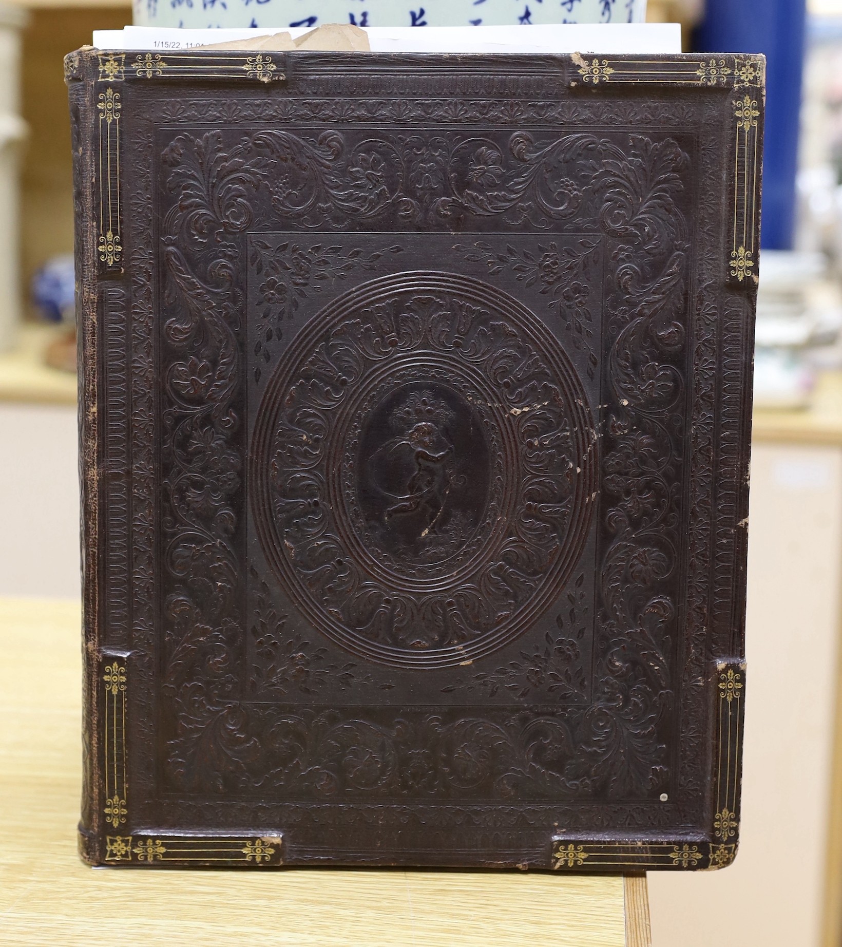 Commonplace book (Delarue, Cornish & Rock) belonging to Lady Georgiana Hanmer (nee Chetwynde, d.1880) ; a leather bound album of assorted watercolours and other sketches including Views of Venice in the manner of Prout,